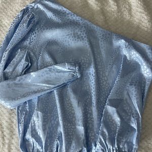 Blue Silk off the shoulder top